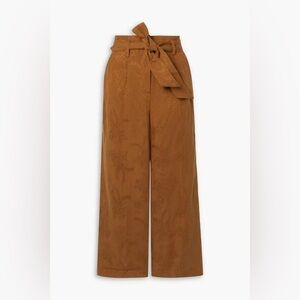 VERONICA BEARD Vitha Cropped Modal and Linen-Blend Jacquard Wide-leg Pants